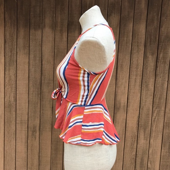 January 7 Women’s Boho Peplum Top Orange Small - Picture 4 of 8